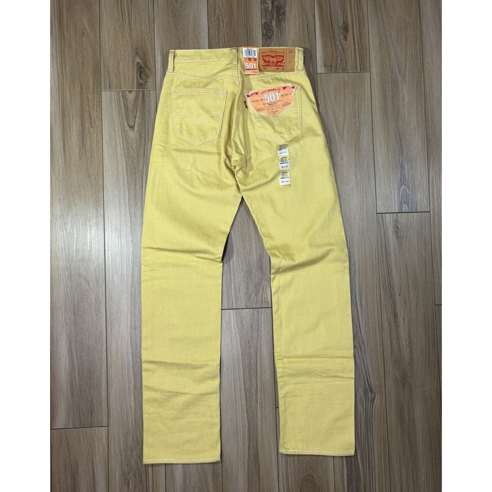 NWT Levi's 501 Jeans 30x34 Yellow Men's Classic Button Fly Rare Shrink To Fit